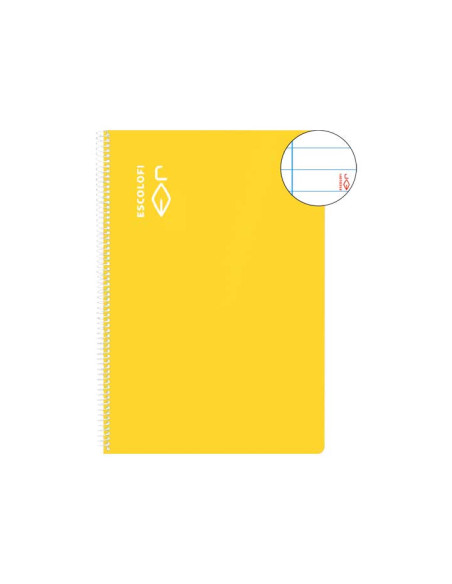 BLOC ESCOLOFI tapa DURA A4 80h HORIZONTAL 70g CMARGEN AMARILLO