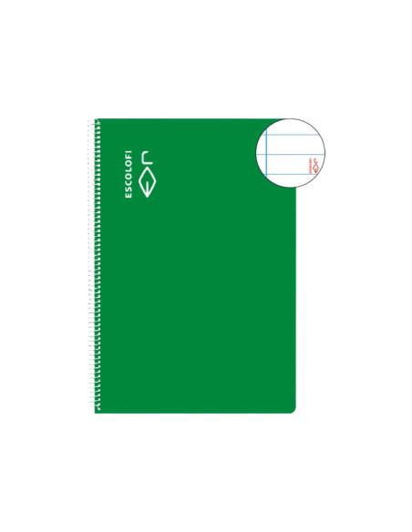 BLOC ESCOLOFI tapa DURA A4 80h HORIZONTAL 70g CMARGEN VERDE