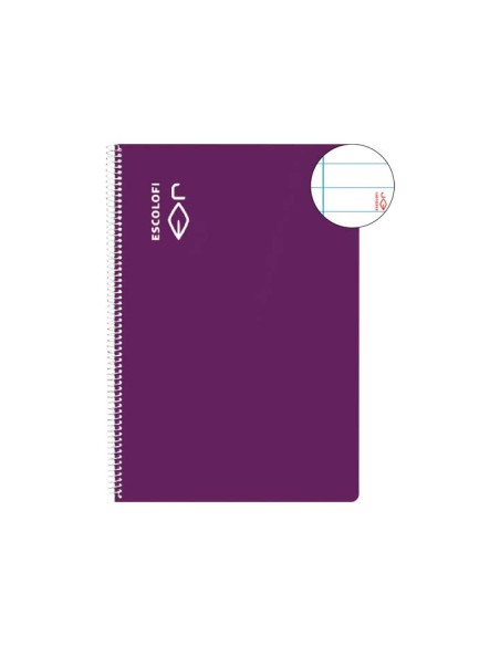 BLOC ESCOLOFI tapa DURA A4 80h HORIZONTAL 70g CMARGEN VIOLETA