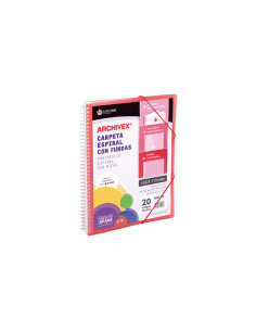 CARCHIVO ARCHIVEX-STAR CANGURO PERSONALIZABLE A4 CON 20 FUNDAS PP ESPIRAL ROJO