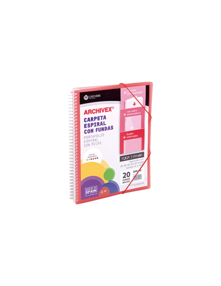CARCHIVO ARCHIVEX-STAR CANGURO PERSONALIZABLE A4 CON 20 FUNDAS PP ESPIRAL ROJO