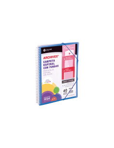 CARCHIVO ARCHIVEX-STAR CANGURO PERSONALIZABLE A4 CON 40 FUNDAS PP ESPIRAL AZUL