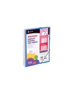CARCHIVO ARCHIVEX-STAR CANGURO PERSONALIZABLE A4 CON 60 FUNDAS PP ESPIRAL AZUL