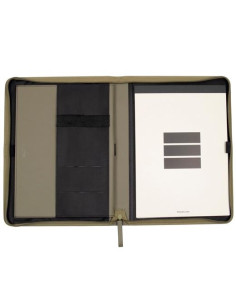 FINOCAM PORTADOCUMENTOS NOPAL CREMALLERA A4 IMITACIÓN CUERO VERDE OLIVA