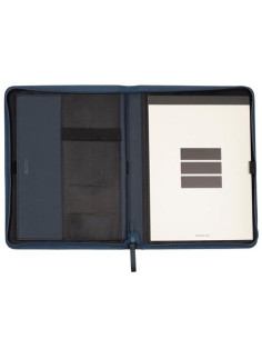 FINOCAM PORTADOCUMENTOS NOPAL CREMALLERA A4 IMITACIÓN CUERO AZUL MARINO