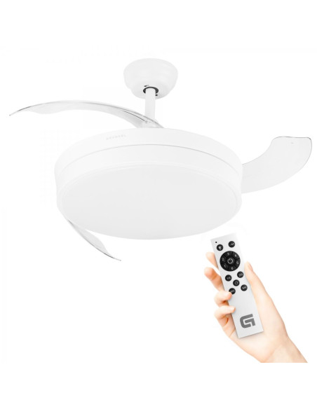 GRUNKEL VENTILADOR DE TECHO CON LUZ 40W COLORES 6 VELOCIDADES C/TEMPORIZADOR BLANCO