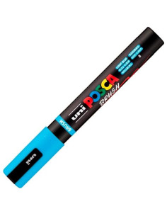 POSCA MARCADOR PC-5BR BRUSH PUNTA M SEMIFLEXIBLE AZUL CLARO