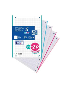 RECAMBIO OXFORD CLASSIC COLOR 5 A4 100h20h 5x5 COLORES PASTEL