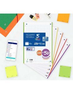 RECAMBIO OXFORD CLASSIC COLOR 5 A4 200h50h 5x5 COLORES VIVOS 2