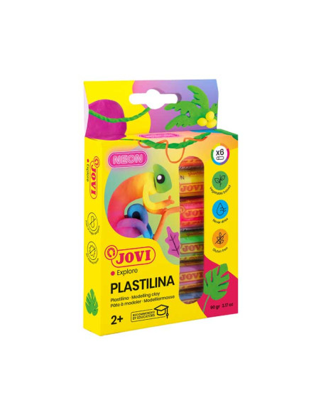 CAJA 6 TUBOS PLASTILINA JOVI "NEON" 15gr