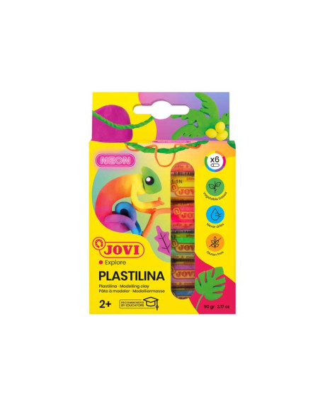 CAJA 6 TUBOS PLASTILINA JOVI "NEON" 15gr