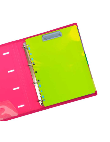 CARPETA con PINZA PORTABLOCS MULTITALADRO OFFICE BOX COLORLINE A4 PLASTICO RIGIDO COLORES SURTIDOS EXPOSITOR DE 36