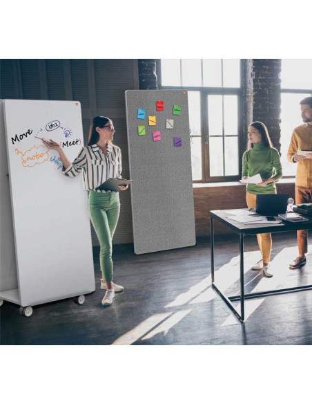 PIZARRA BLANCA NOBO MOVE&MEET 180x90cm CON TABLERO DE ANUNCIOS