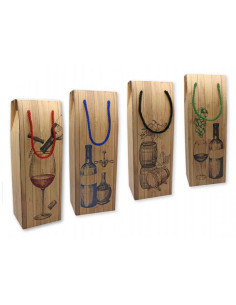 PACK 12 CAJAS PARA BOTELLA CON ASA EFECTO MADERA