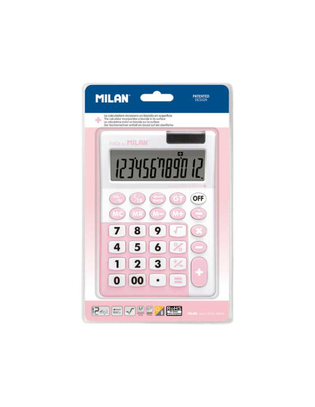 CALCULADORA SOBREMESA MILAN 12 DIGITOS ANTIBACTERIANA ROSA BLISTER de 1
