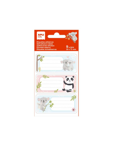 ETIQUETA ESCOLAR APLI 75x35 KOALAS BLISTER DE 9