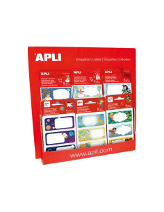 EXPOSITOR 60 BOLSAS 9 ETIQUETAS ESCOLARES APLI KIDS 75x35mm