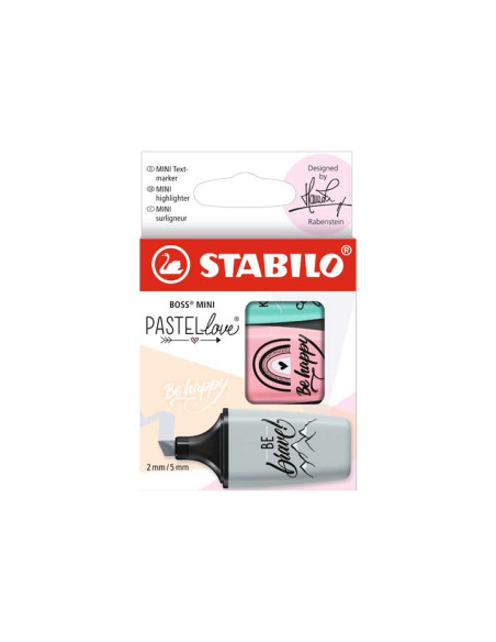 MARCADOR FLUOR STABILO BOSS MINI 07  PASTEL ESTUCHE de 3