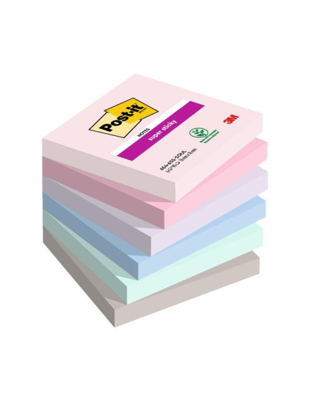 NOTAS ADHESIVAS POST-IT 90h Z NOTES  76x76 R330 SUPER STICKY COLORES SOULFUL PACK de 6