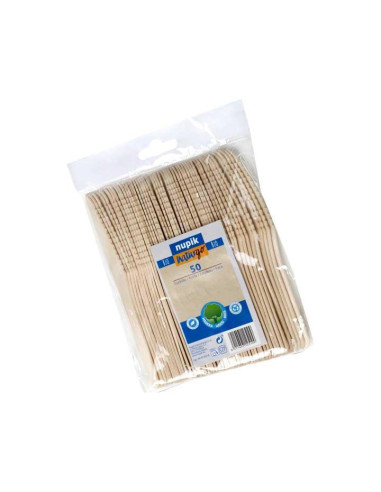 BOLSA 50 CUCHILLOS DE MADERA NUPIK 16cm