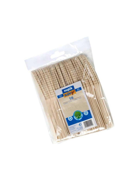 BOLSA 50 CUCHILLOS DE MADERA NUPIK 16cm