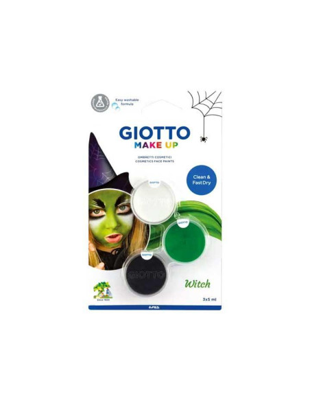 GIOTTO SET DE PINTURA FACIAL BRUJA UNISEX PARA NIÑOS 5ML COLORES SURTIDOS -BLISTER DE 3U-