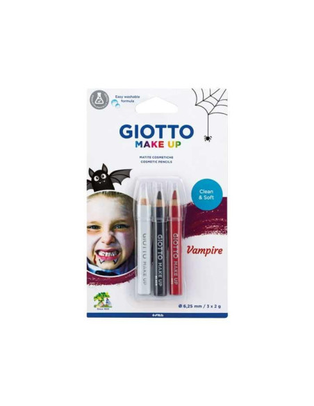 GIOTTO SET LÁPICES COSMÉTICOS VAMPIRO UNISEX PARA NIÑOS COLORES SURTIDOS -BLISTER DE 3U-