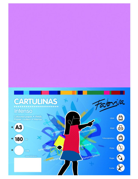 PAQUETE 50h CARTULINA FABRISA A3 180gr