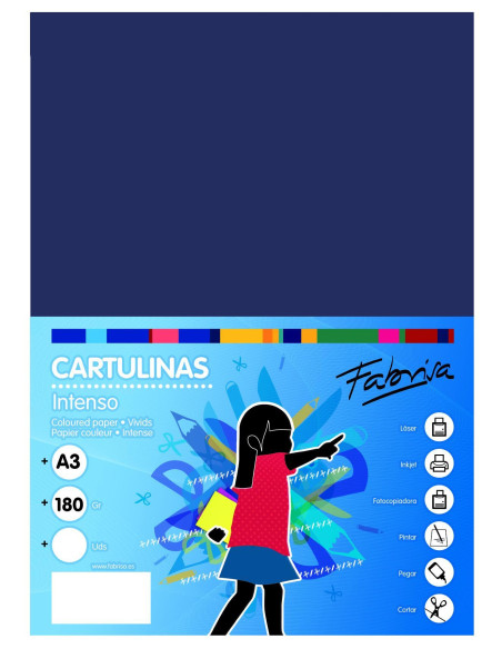 PAQUETE 50h CARTULINA FABRISA A3 180gr