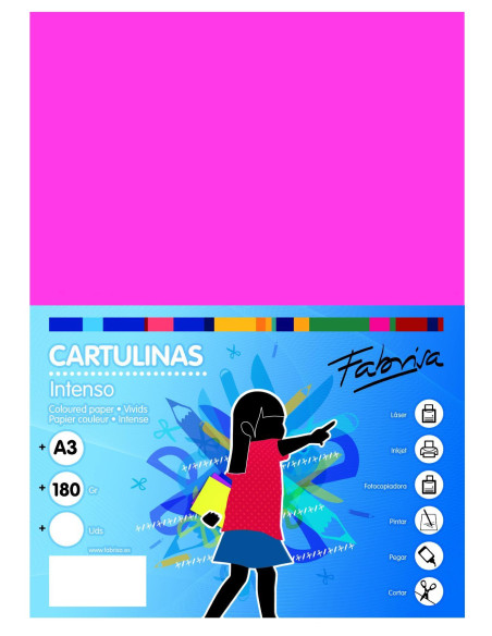 PAQUETE 50h CARTULINA FABRISA A3 180gr