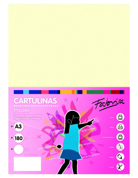 PAQUETE 50h CARTULINA FABRISA A3 180gr
