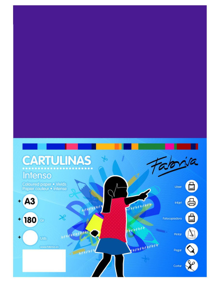 PAQUETE 50h CARTULINA FABRISA A3 180gr