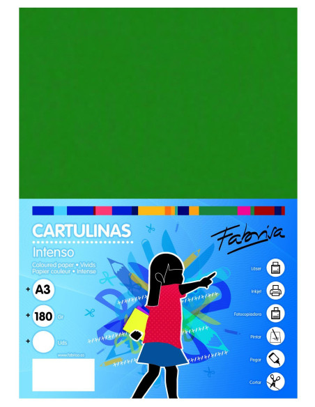 PAQUETE 50h CARTULINA FABRISA A3 180gr