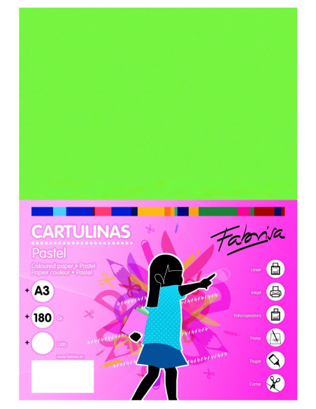 PAQUETE 50h CARTULINA FABRISA A3 180gr