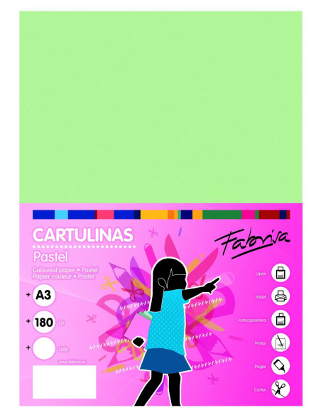 PAQUETE 50h CARTULINA FABRISA A3 180gr