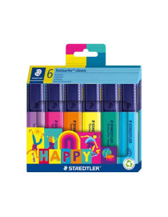 ESTUCHE 6 MARCADORES FLUORESCENTE STAEDTLER TEXTSURFER HAPPY LINE