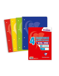 PACK 4 CUADERNOS CLAIREFONTAINE MIMESYS A4 TAPA BLANDA