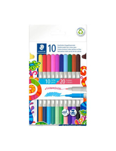 ESTUCHE 10 ROTULADORES STAEDTLER DOBLE PUNTA