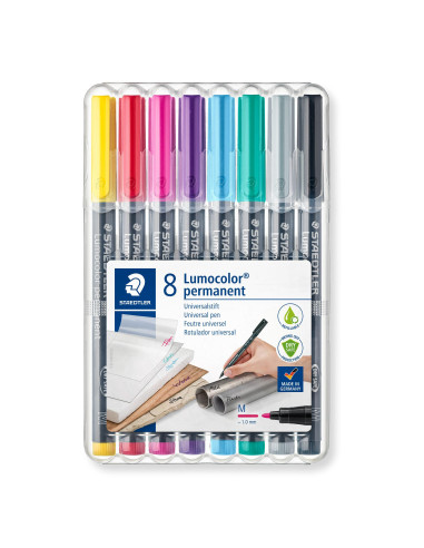 ESTUCHE 8 ROTULADORES STAEDTLER LUMOCOLOR PERMANENTE 317 1mm SURTIDO 2