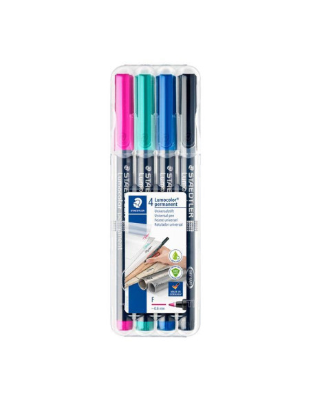 ESTUCHE 4 ROTULADORES STAEDTLER LUMOCOLOR PERMANENTE 318 0,6mm SURTIDO 2
