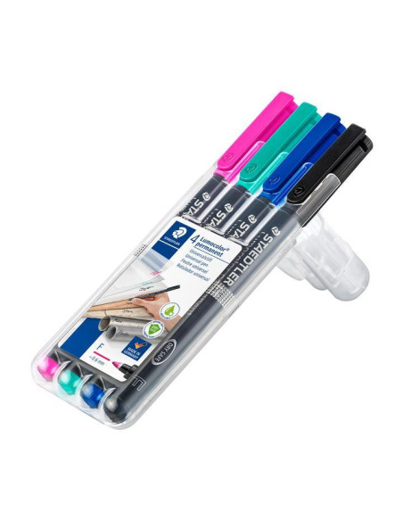 ESTUCHE 4 ROTULADORES STAEDTLER LUMOCOLOR PERMANENTE 318 0,6mm SURTIDO 2