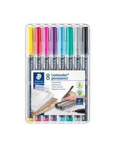 ESTUCHE 8 ROTULADORES STAEDTLER LUMOCOLOR PERMANENTE 318 06mm SURTIDO 2