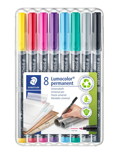 ESTUCHE 8 ROTULADORES STAEDTLER LUMOCOLOR PERMANENTE 318 06mm SURTIDO 2