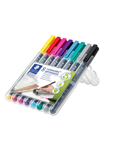 ESTUCHE 8 ROTULADORES STAEDTLER LUMOCOLOR PERMANENTE 318 06mm SURTIDO 2