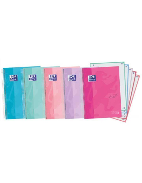 CUADERNO OXFORD "EUROPEANBOOK 5 TOUCH" A4+ 120h COLORES PASTEL HORIZONTAL
