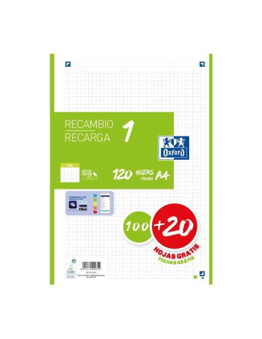 RECAMBIO OXFORD CLASSIC COLOR 1 A4 100h20h 5x5