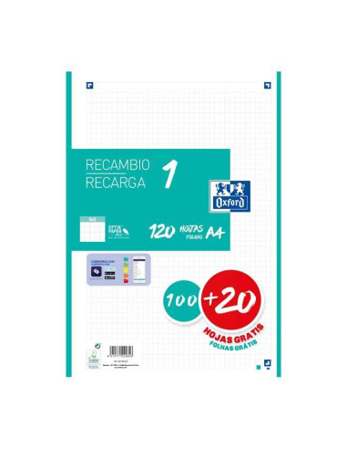 RECAMBIO OXFORD CLASSIC COLOR 1 A4 100h20h 5x5