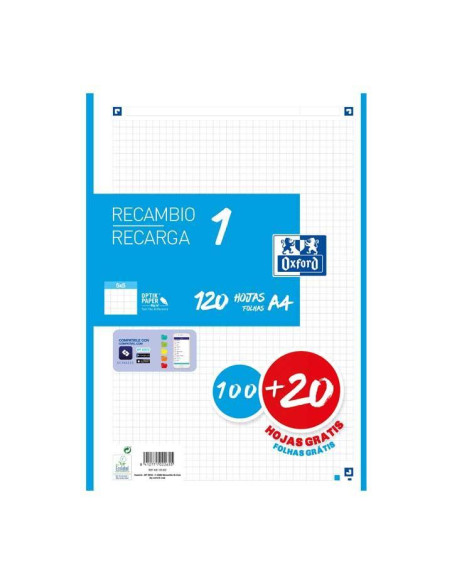 RECAMBIO OXFORD CLASSIC COLOR 1 A4 100h20h 5x5