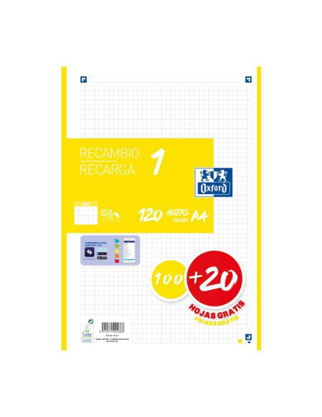 RECAMBIO OXFORD CLASSIC COLOR 1 A4 100h20h 5x5
