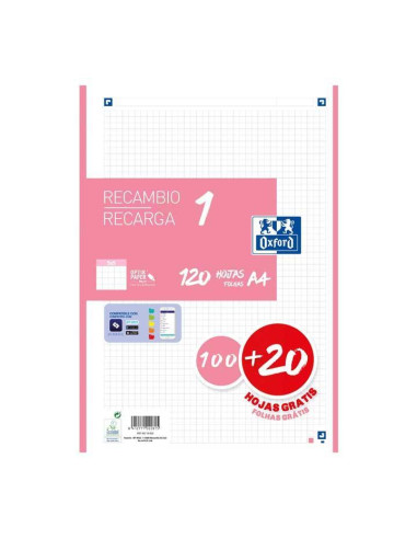RECAMBIO OXFORD CLASSIC COLOR 1 A4 100h20h 5x5